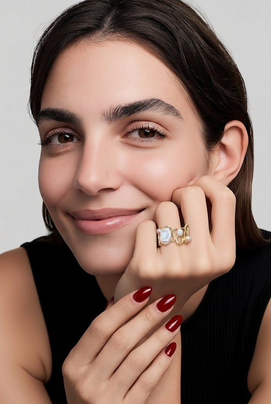 Aurelia Wave Baroque Pearl Ring