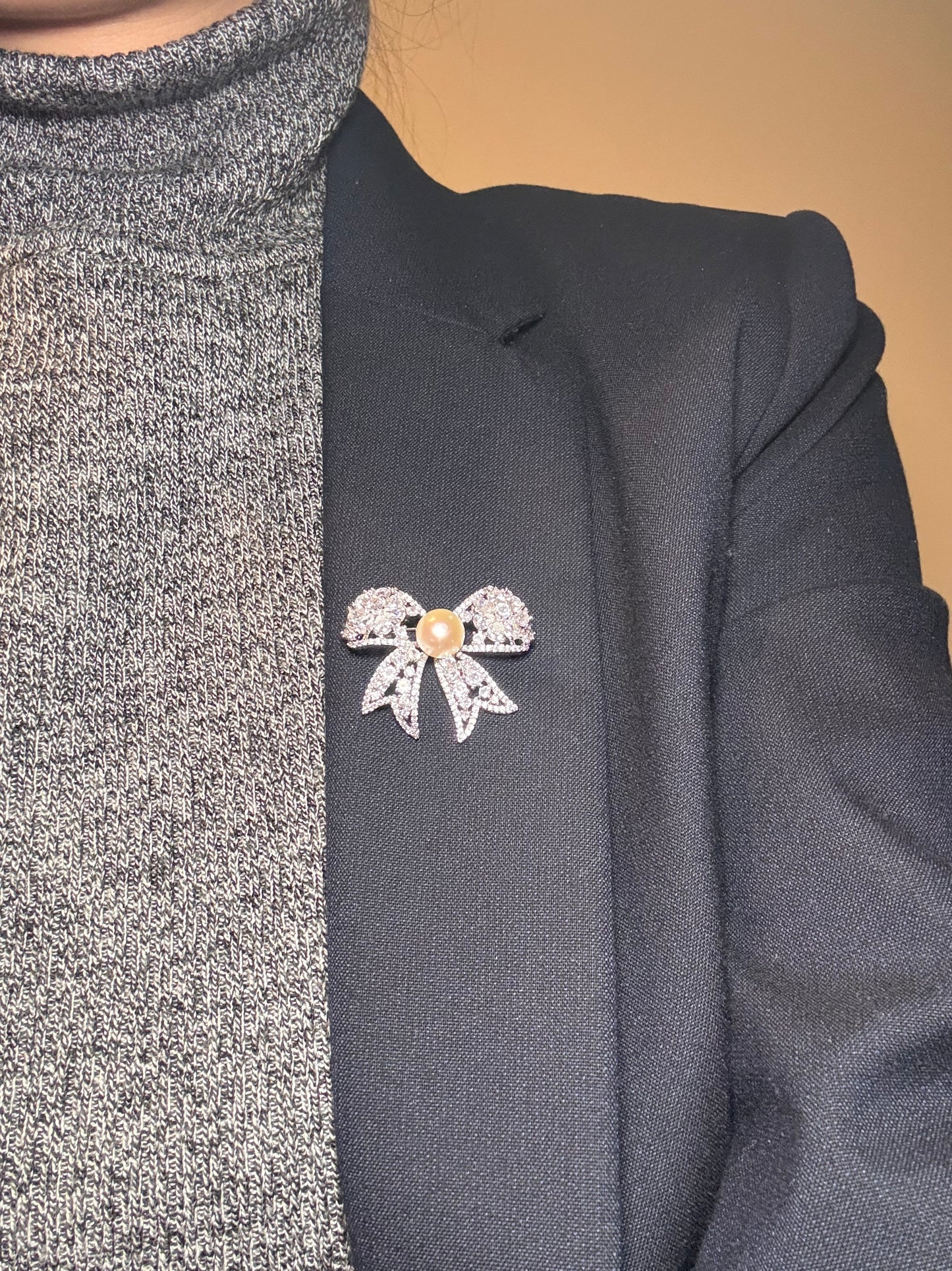 Pearl Elegance Bow Brooch