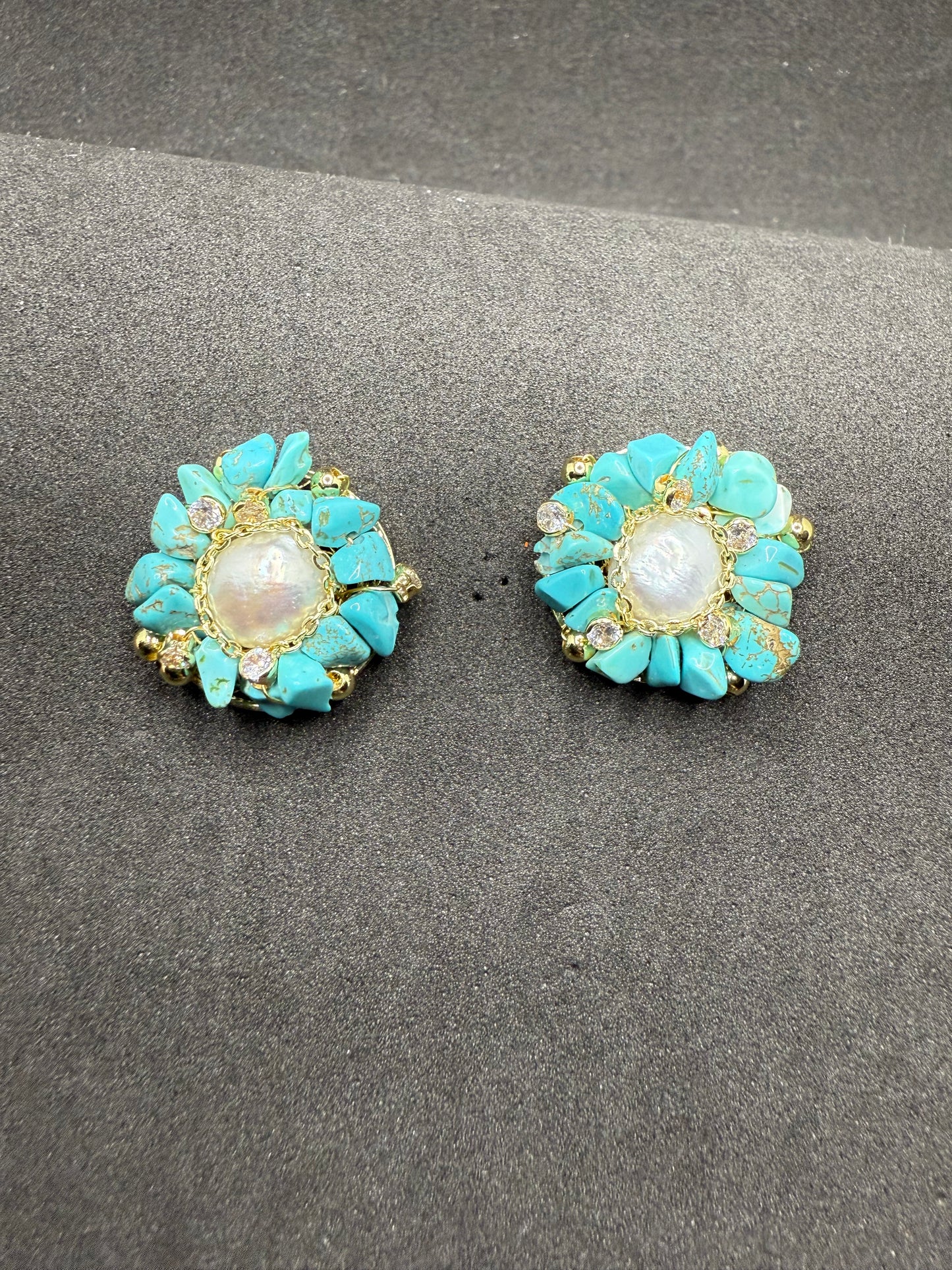 Turquoise Blossom Baroque Earrings