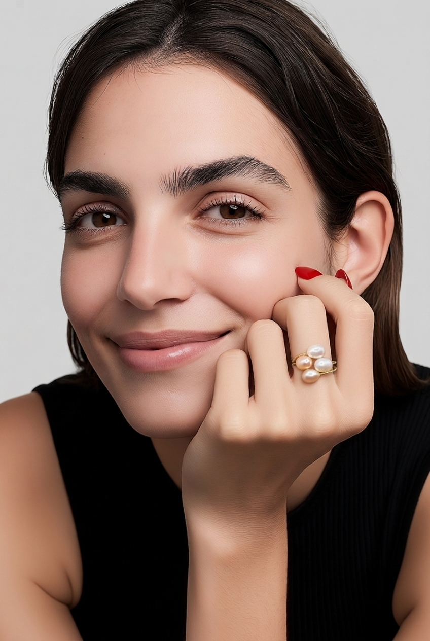 Dua Twist Twin Pearl Ring
