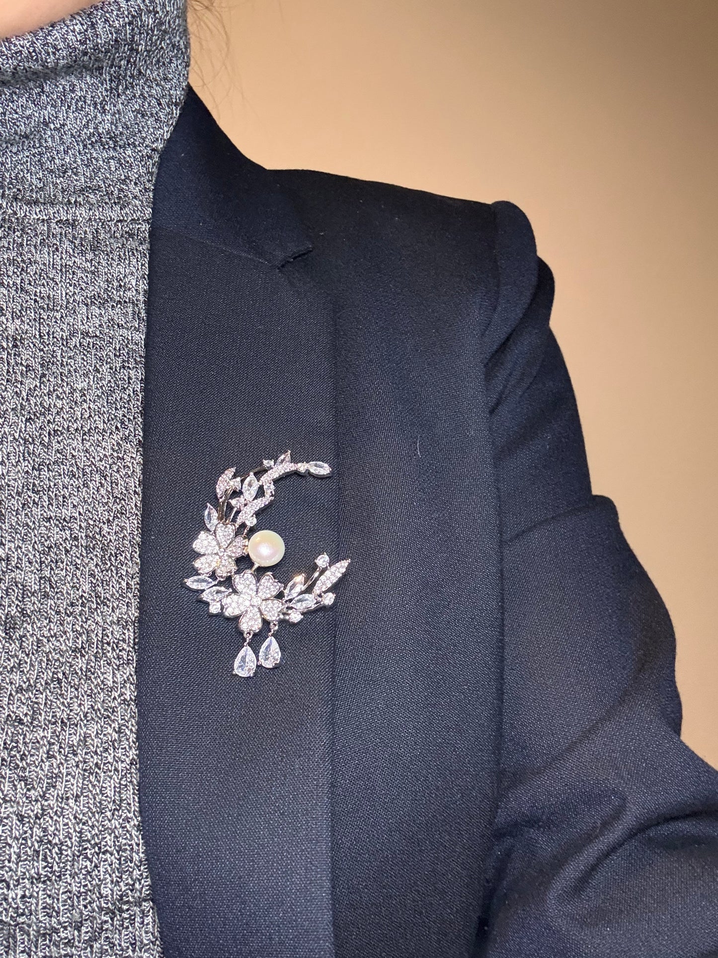 Moonlit Blossom Brooch
