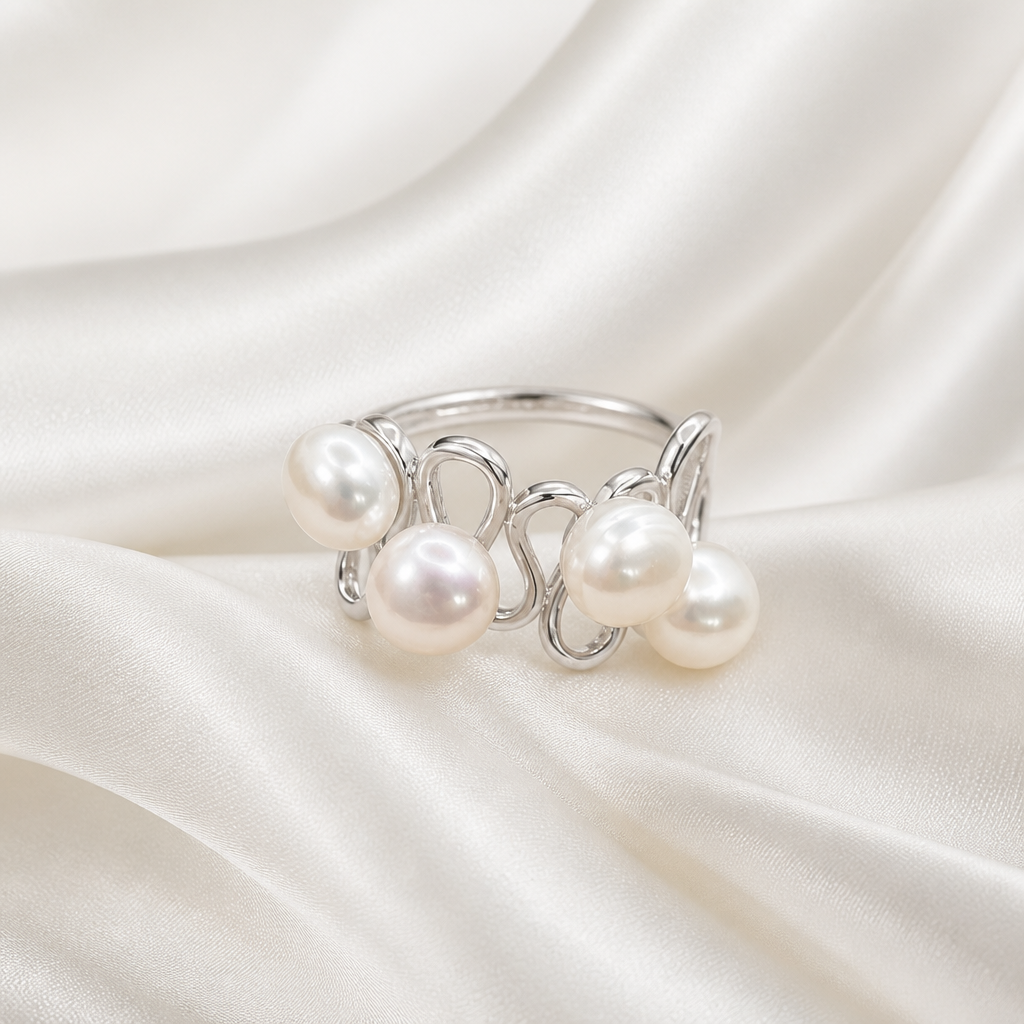 Bague Quatre Perles Lumi Wave