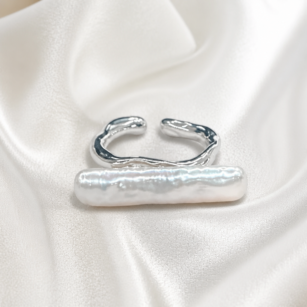 Bar Stick Pearl Open Ring