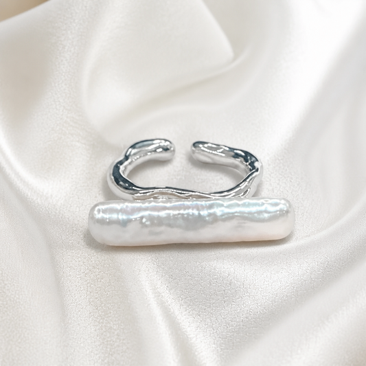 Bar Stick Pearl Open Ring