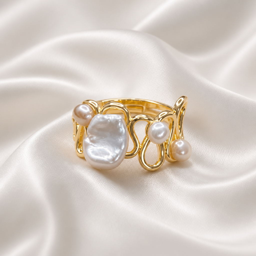Aurelia Wave Baroque Pearl Ring