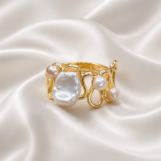 Aurelia Wave Baroque Pearl Ring
