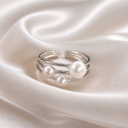 Tria Layer Three Pearl Ring