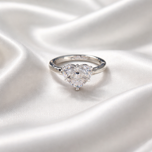 Heart Cluster Solitaire Ring