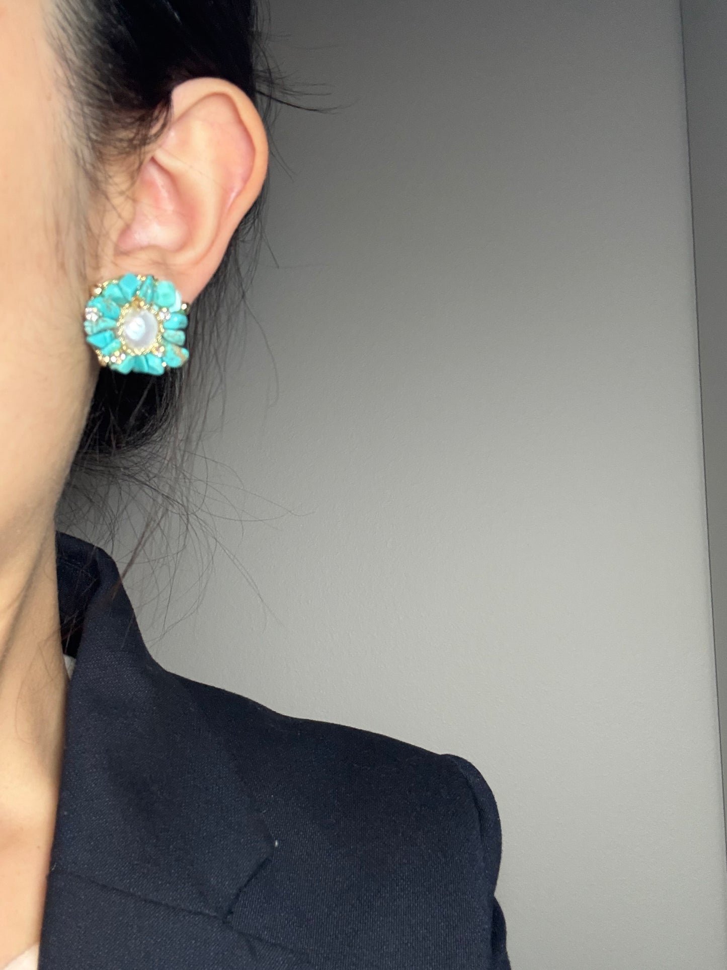 Turquoise Blossom Baroque Earrings