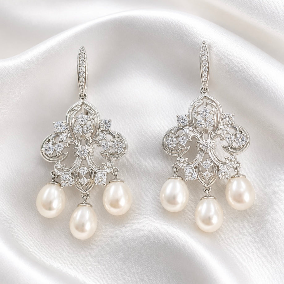 Fleur Pearl Chandelier Earrings