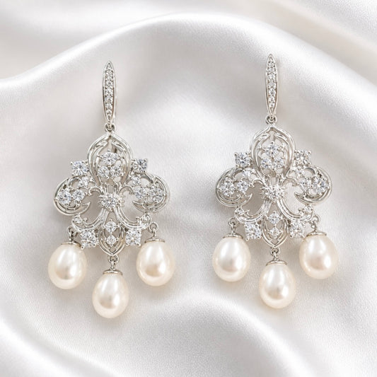 Fleur Pearl Chandelier Earrings