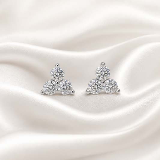 Triad Moissanite Stud Earrings