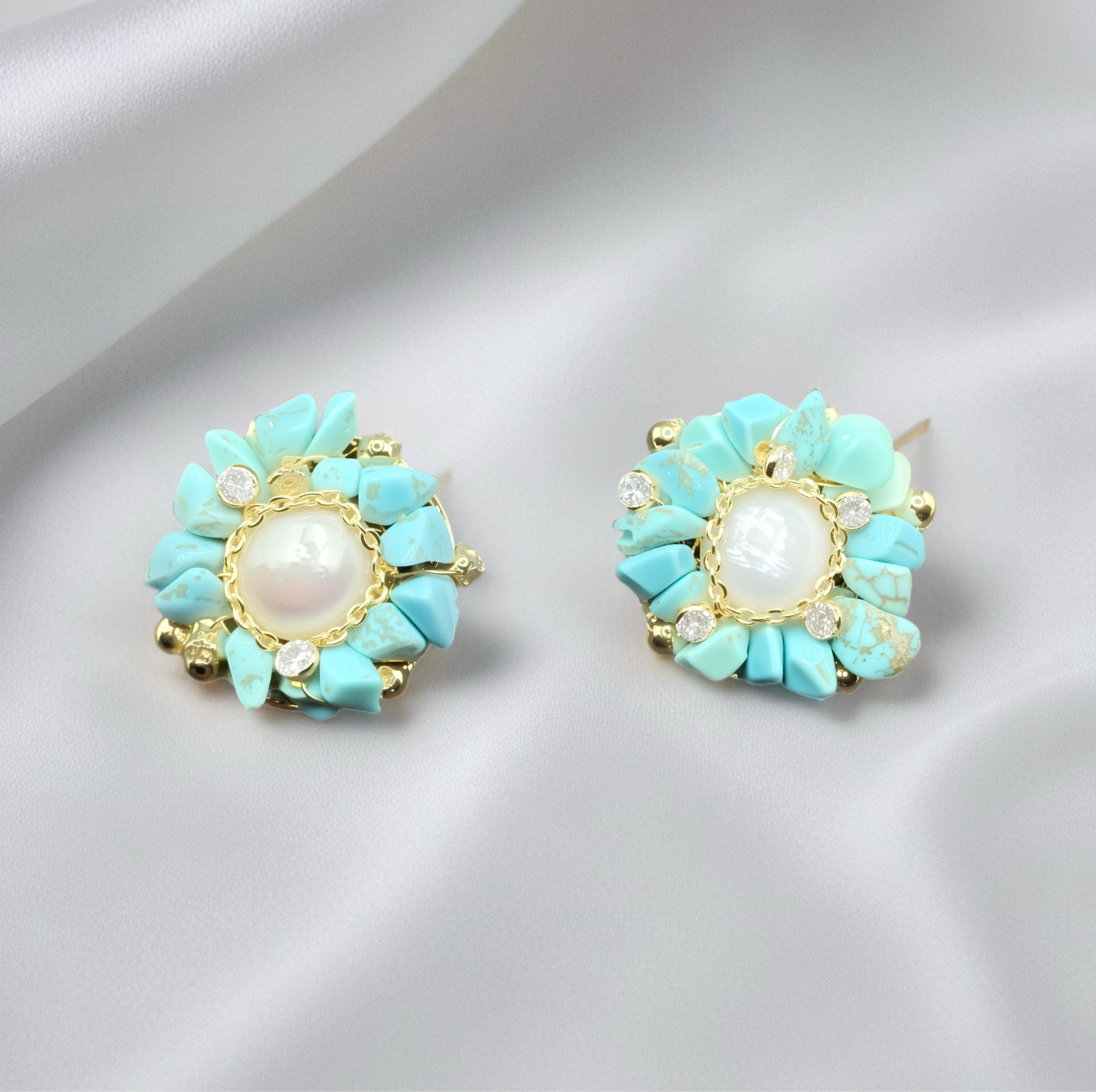 Turquoise Blossom Baroque Earrings