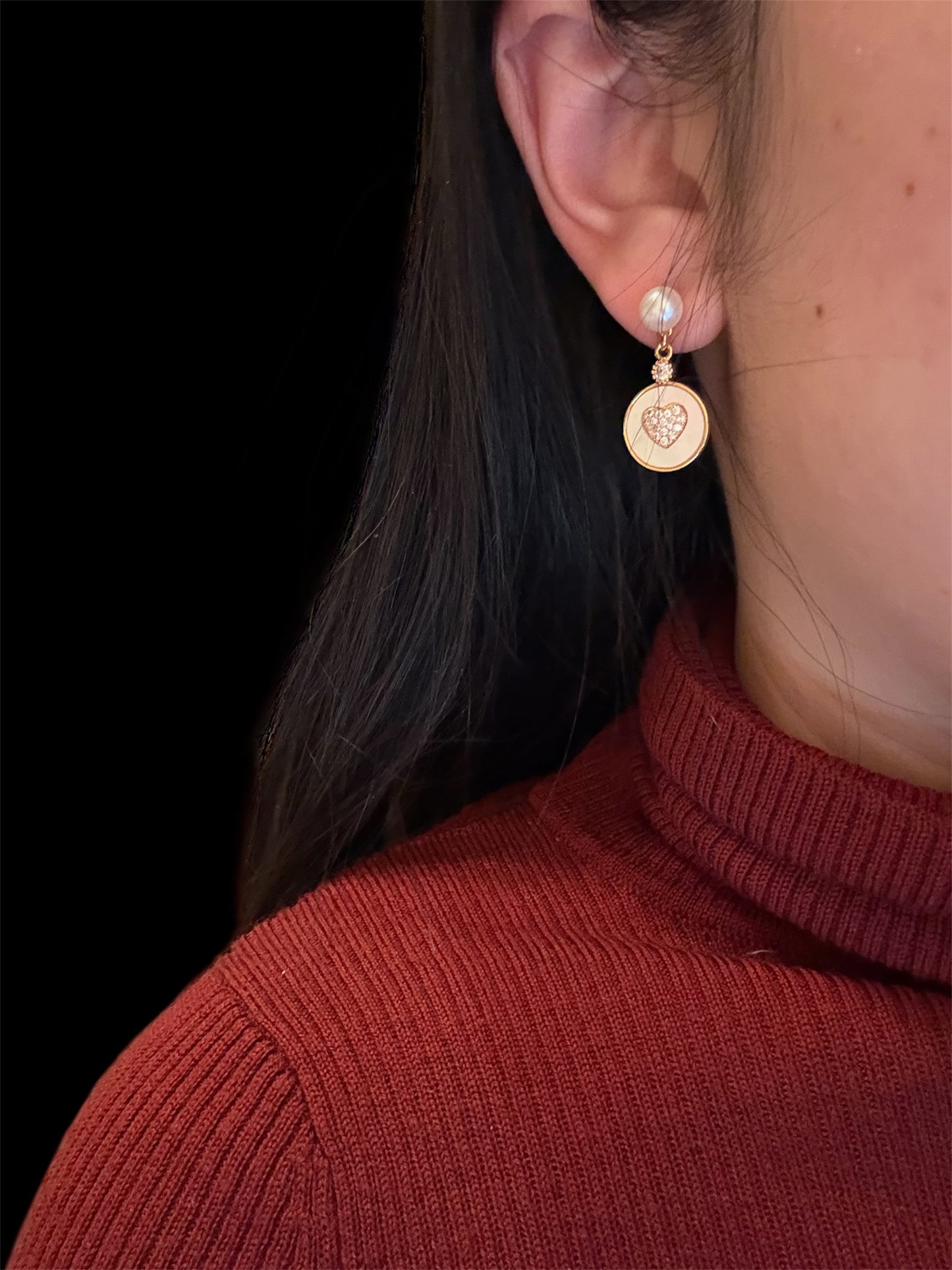 Pearl Heart Embrace Earrings