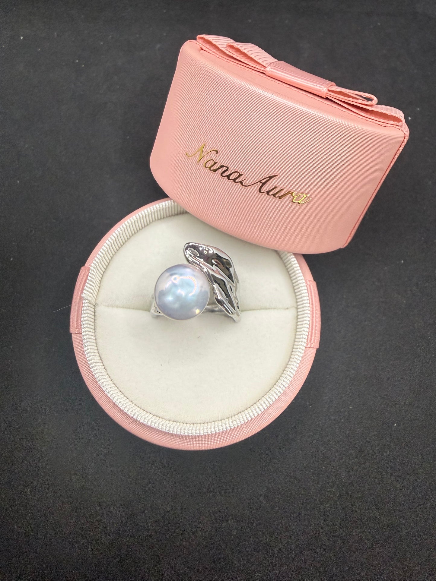 Wave Wrap Button Pearl Ring