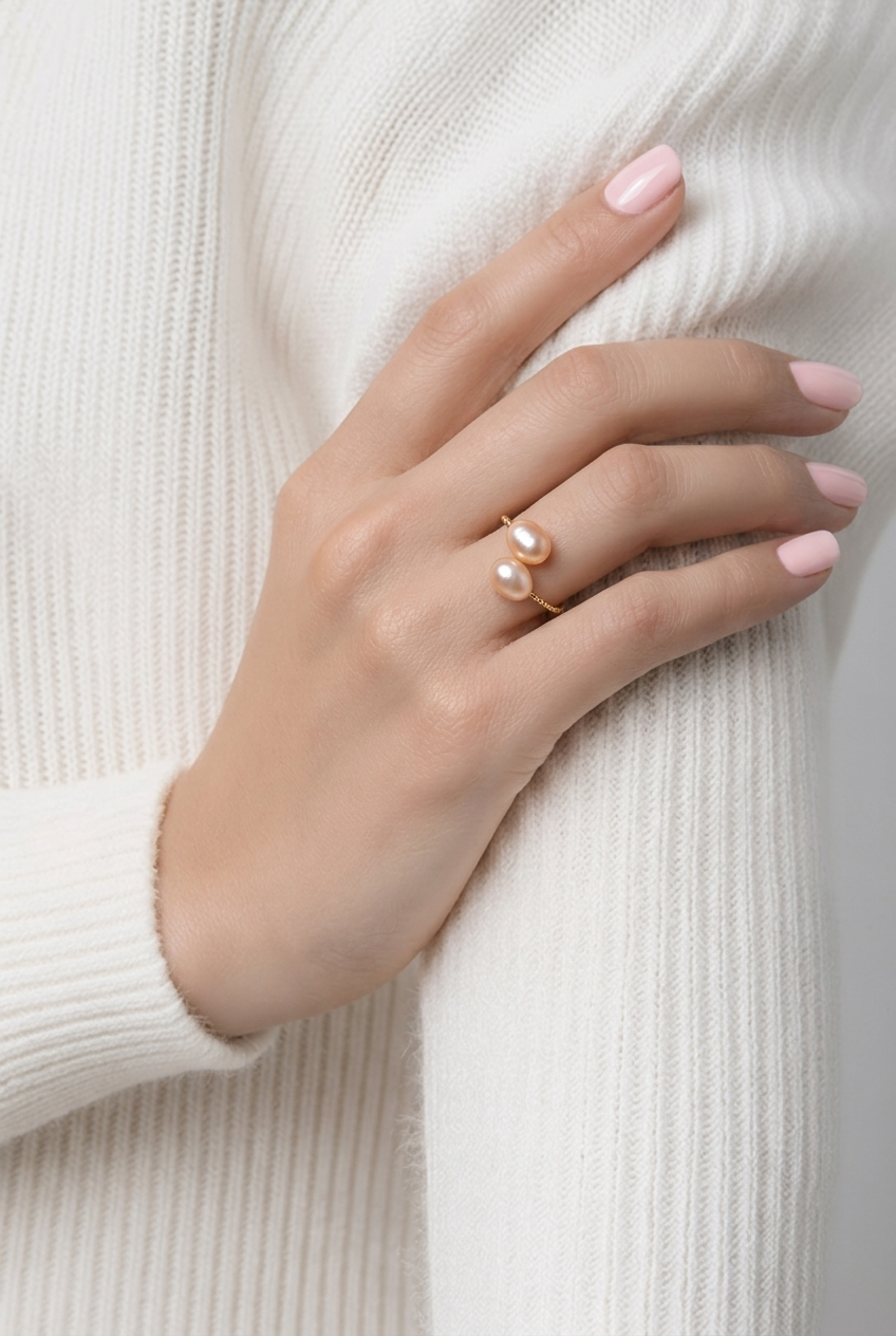 Dua Twist Twin Pearl Ring