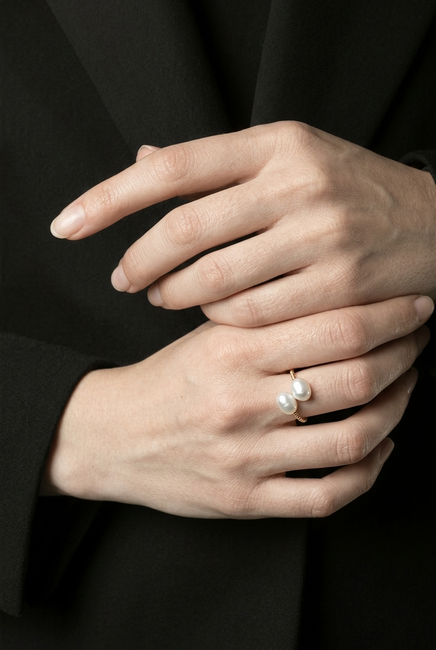 Dua Twist Twin Pearl Ring