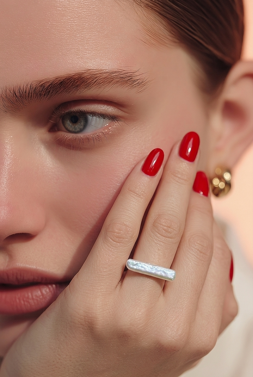 Bar Stick Pearl Open Ring