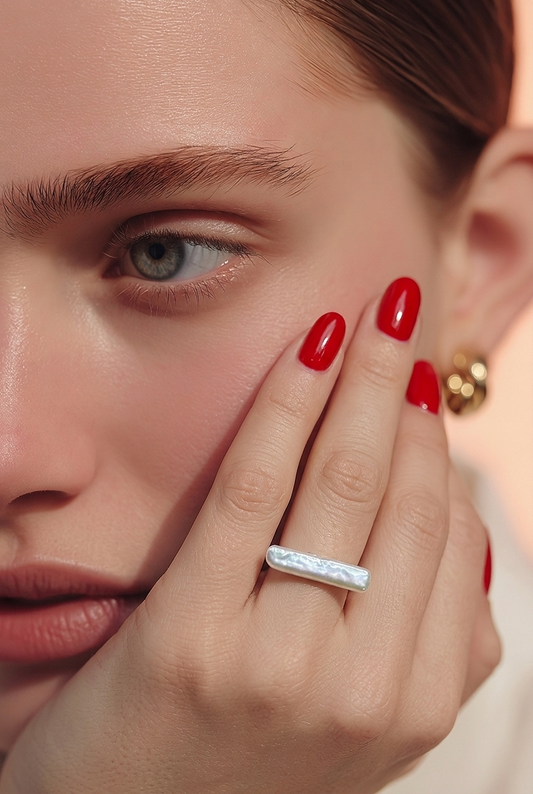 Bar Stick Pearl Open Ring