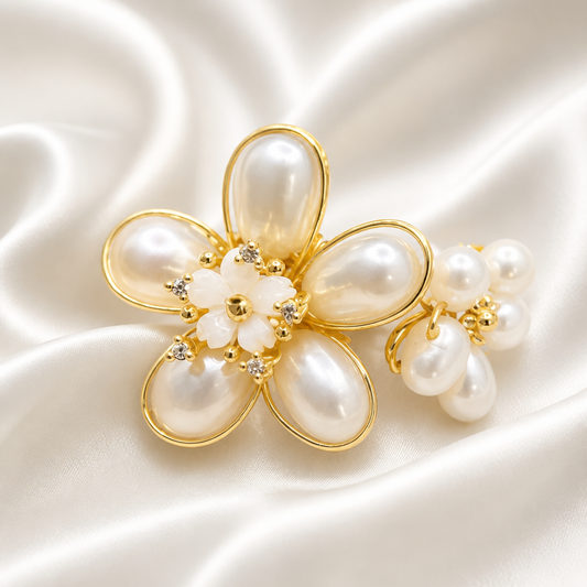 Shell Dual Bloom Pearl Ring