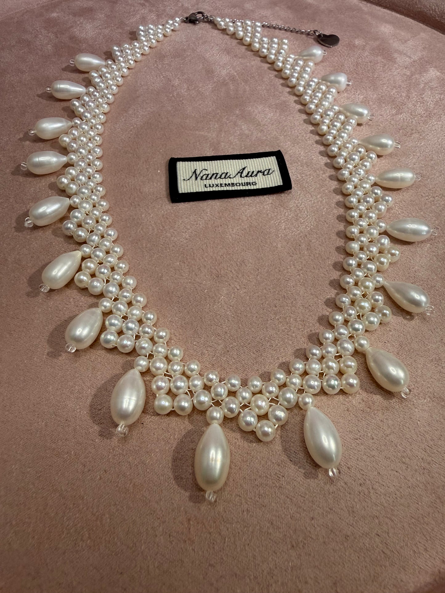 Ophelia Woven Teardrop Pearl Necklace