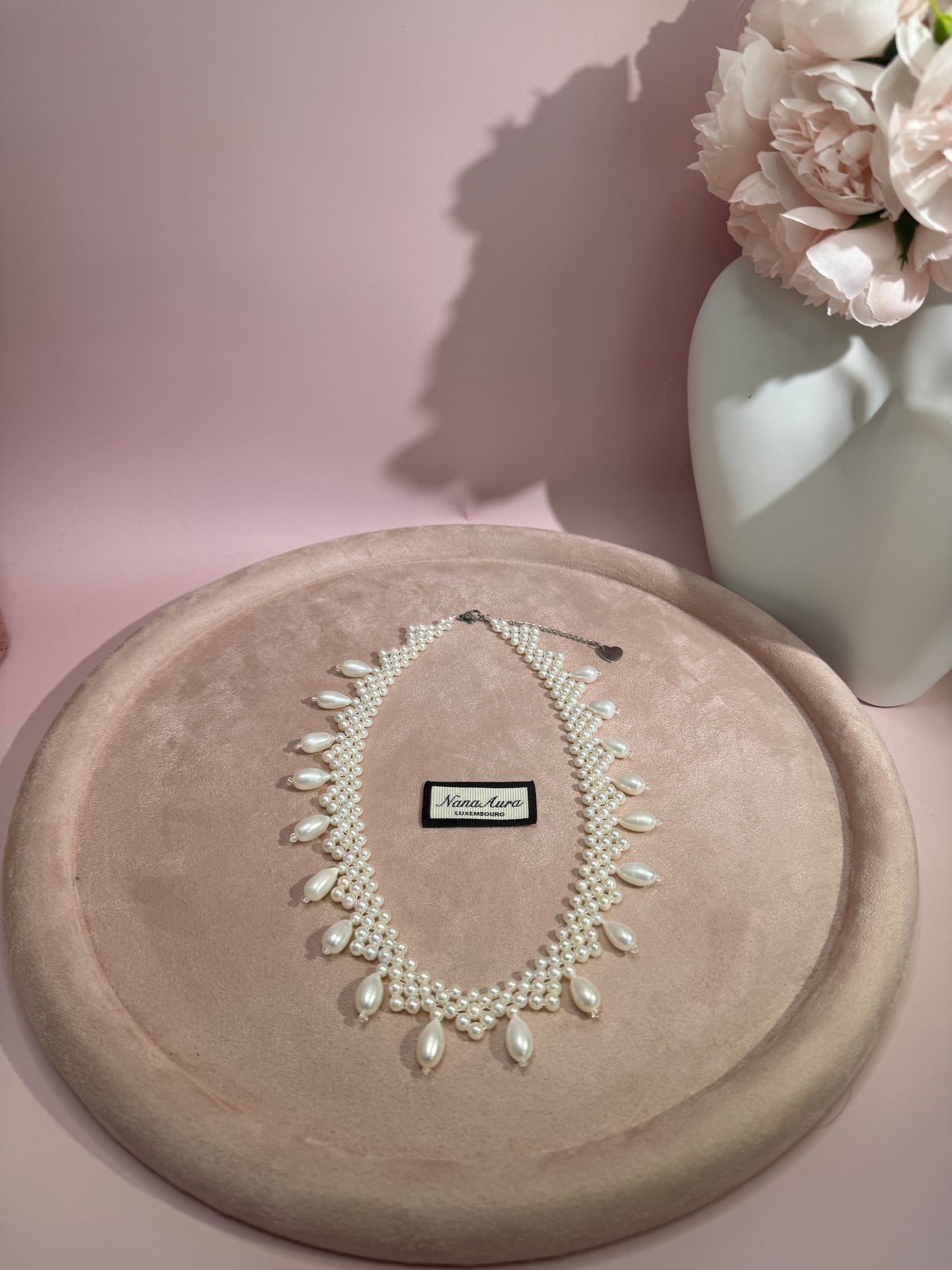 Ophelia Woven Teardrop Pearl Necklace