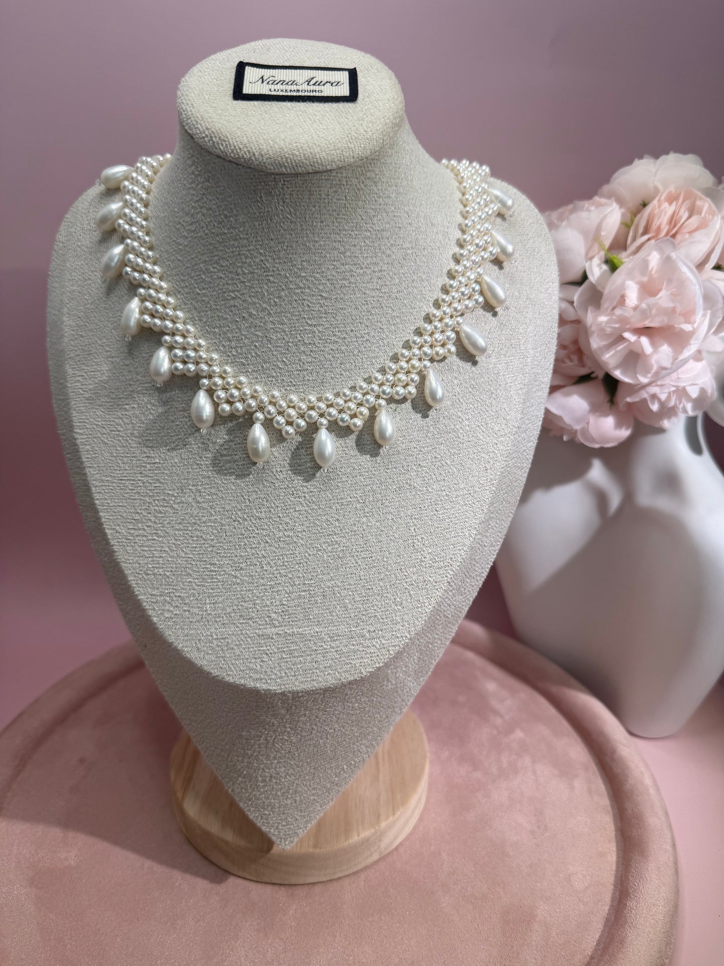 Ophelia Woven Teardrop Pearl Necklace
