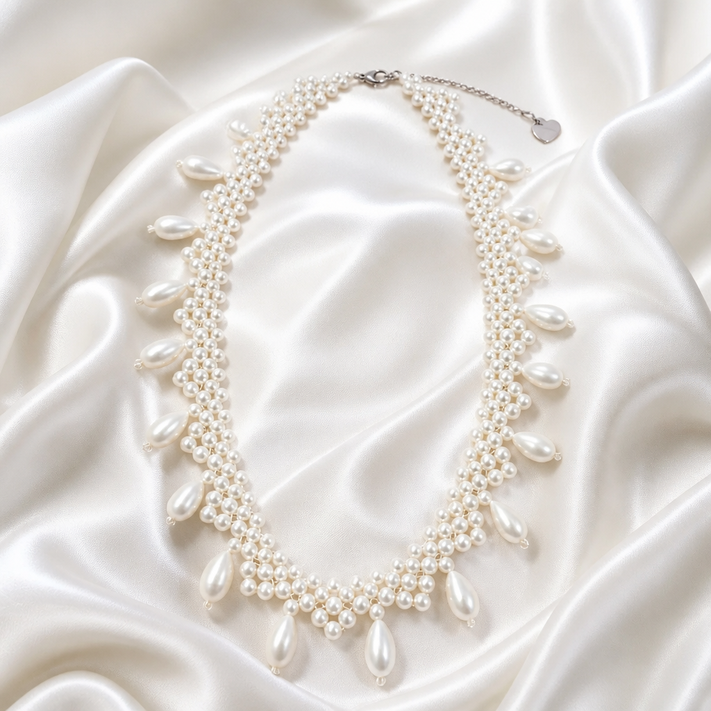 Ophelia Woven Teardrop Pearl Necklace