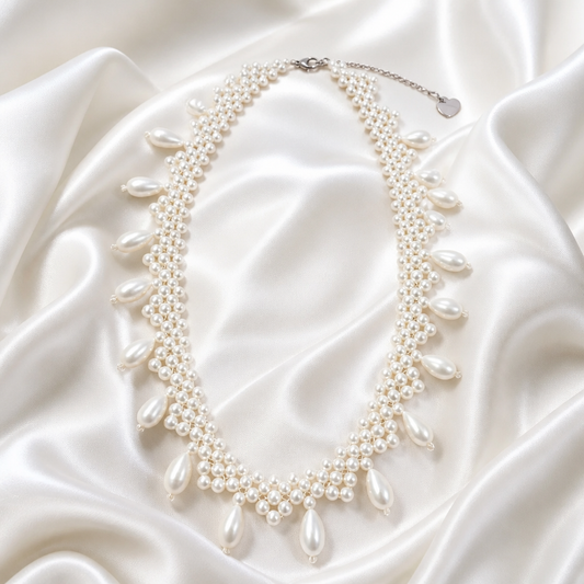 Ophelia Woven Teardrop Pearl Necklace