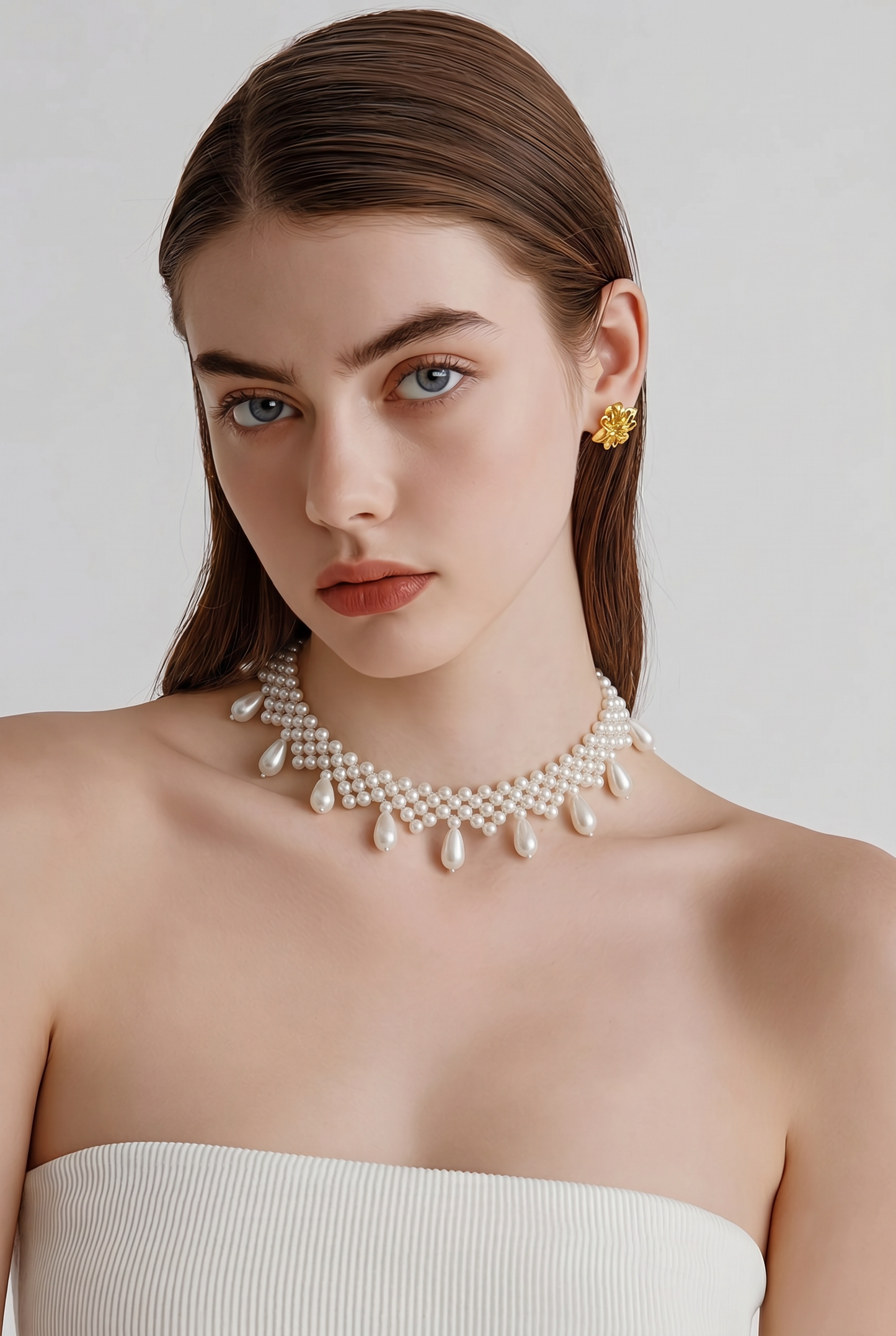 Ophelia Woven Teardrop Pearl Necklace