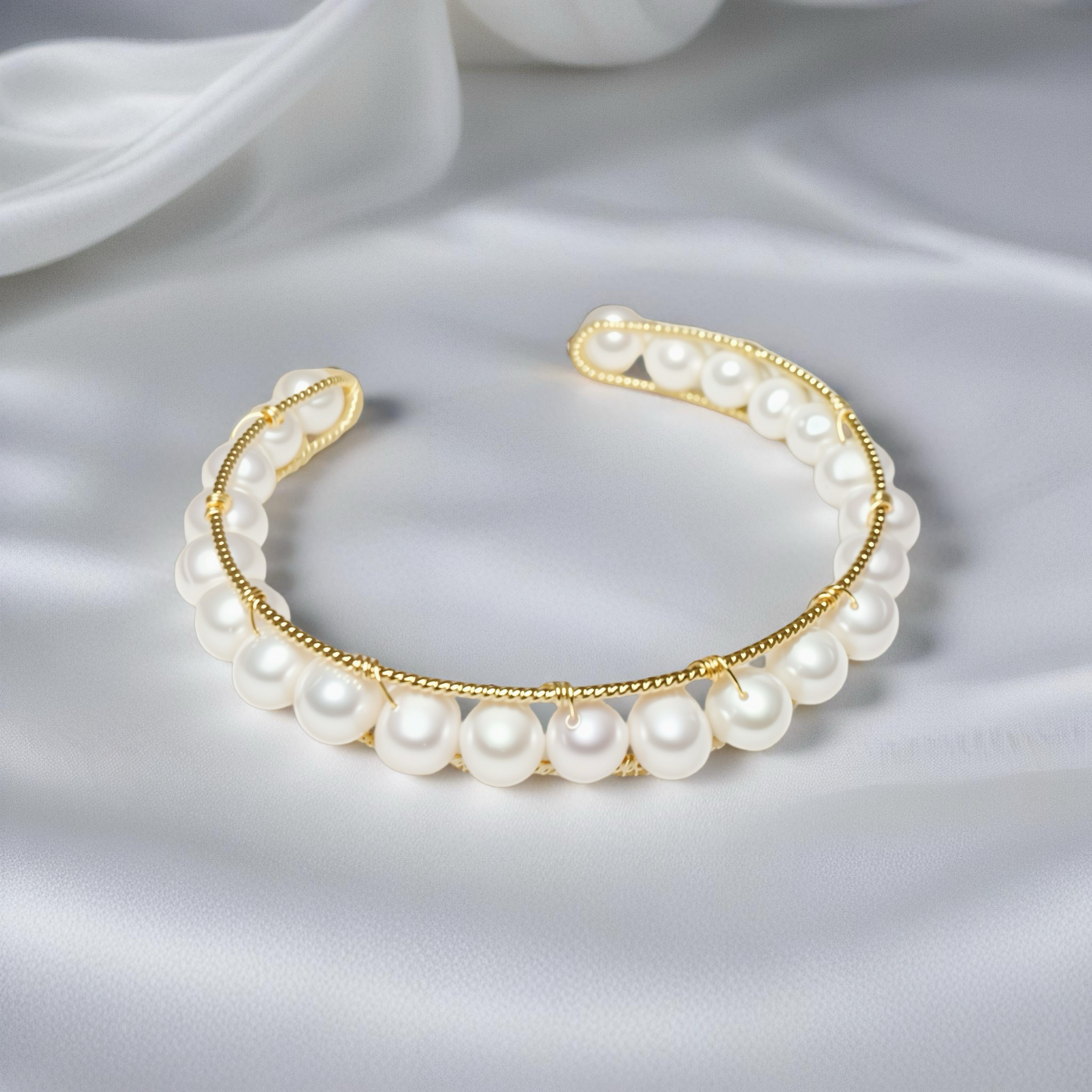 Golden Glow Handmade Natural Pearl Bangle