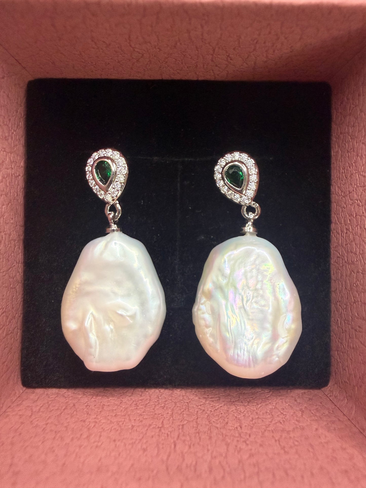 Emerald Drop Baroque Earrings