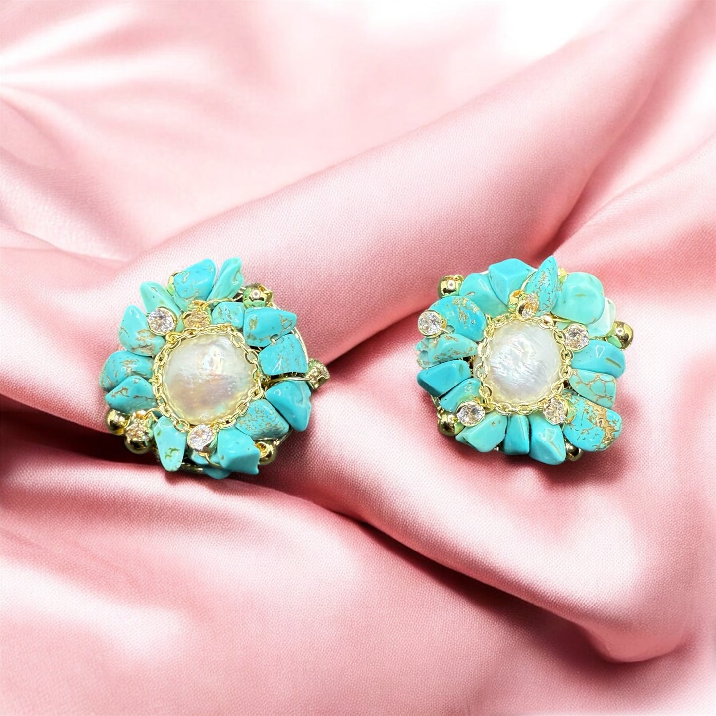 Turquoise Blossom Baroque Earrings